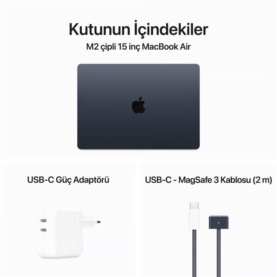 MacBook Air 15.3 inç M2 8C 10GPU 8 GB RAM 512 GB SSD Gece Yarısı (MQKX3TU/A)