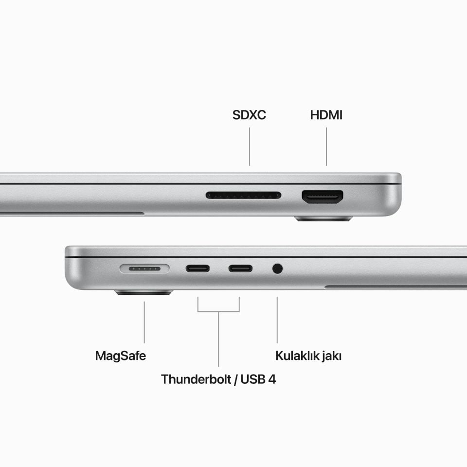 MacBook Pro 14 inç M3 8C CPU 10C GPU 8 GB RAM 1 TB SSD Gümüş (MR7K3TU/A)