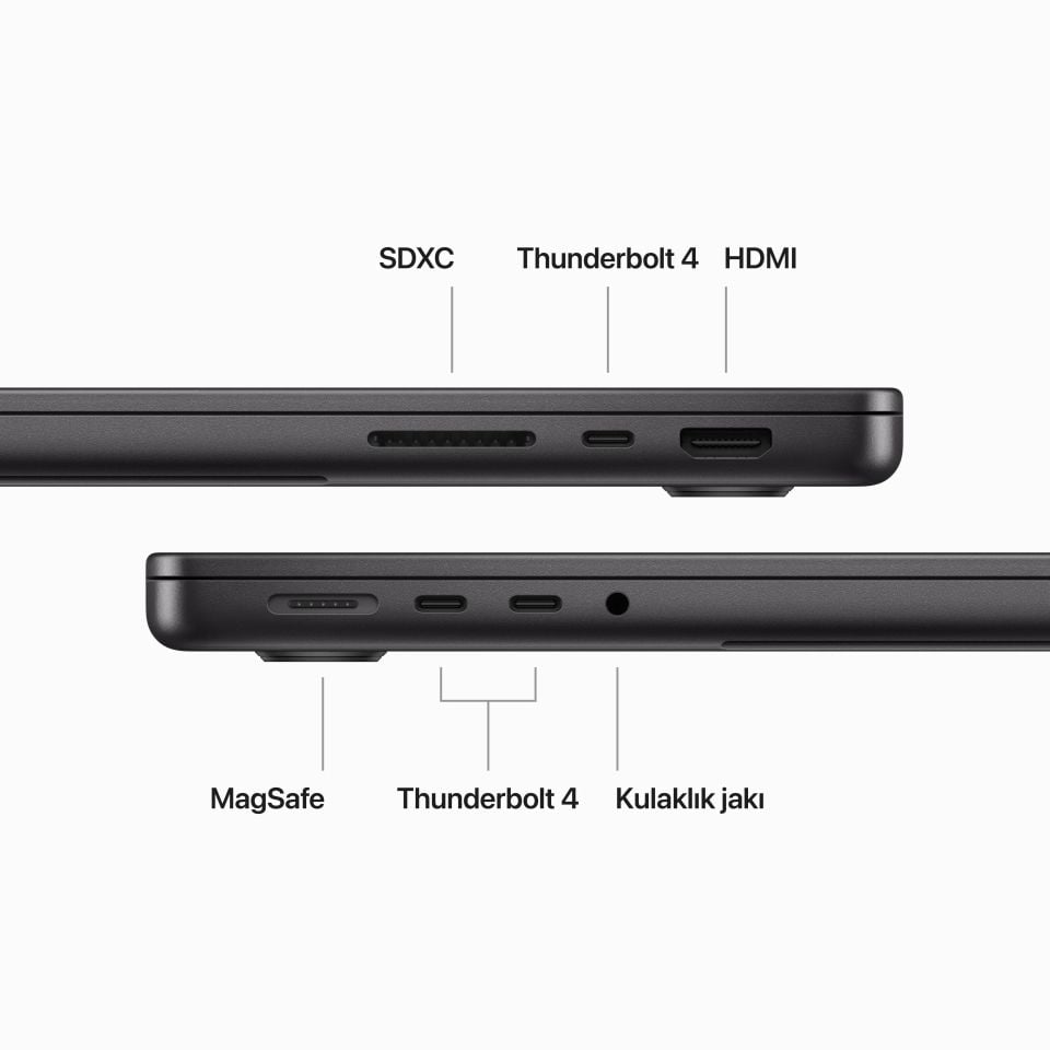 MacBook Pro 14 inç M3 Pro 11C CPU 14C GPU 18 GB RAM 512 GB SSD Uzay Siyahı (MRX33TU/A)
