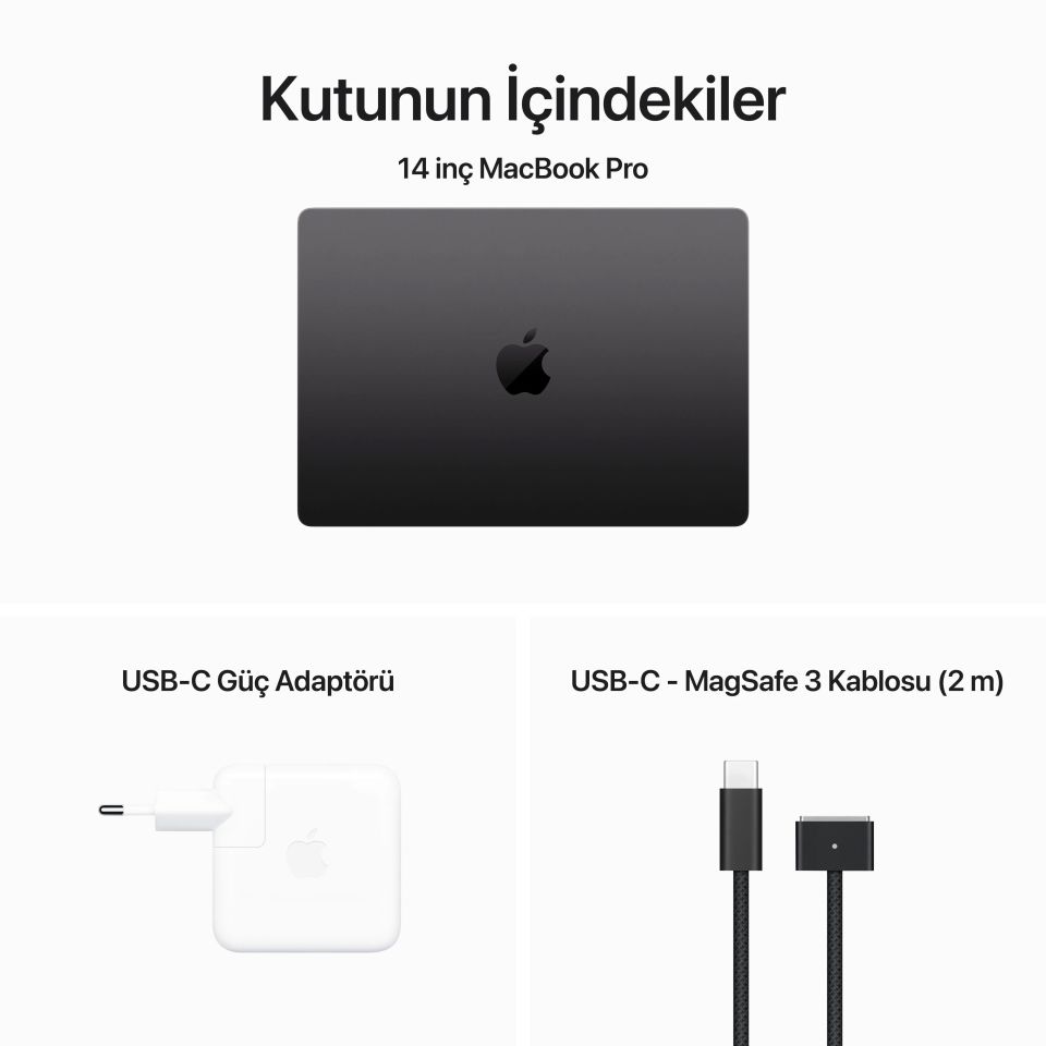 MacBook Pro 14 inç M3 Pro 11C CPU 14C GPU 18 GB RAM 512 GB SSD Uzay Siyahı (MRX33TU/A)