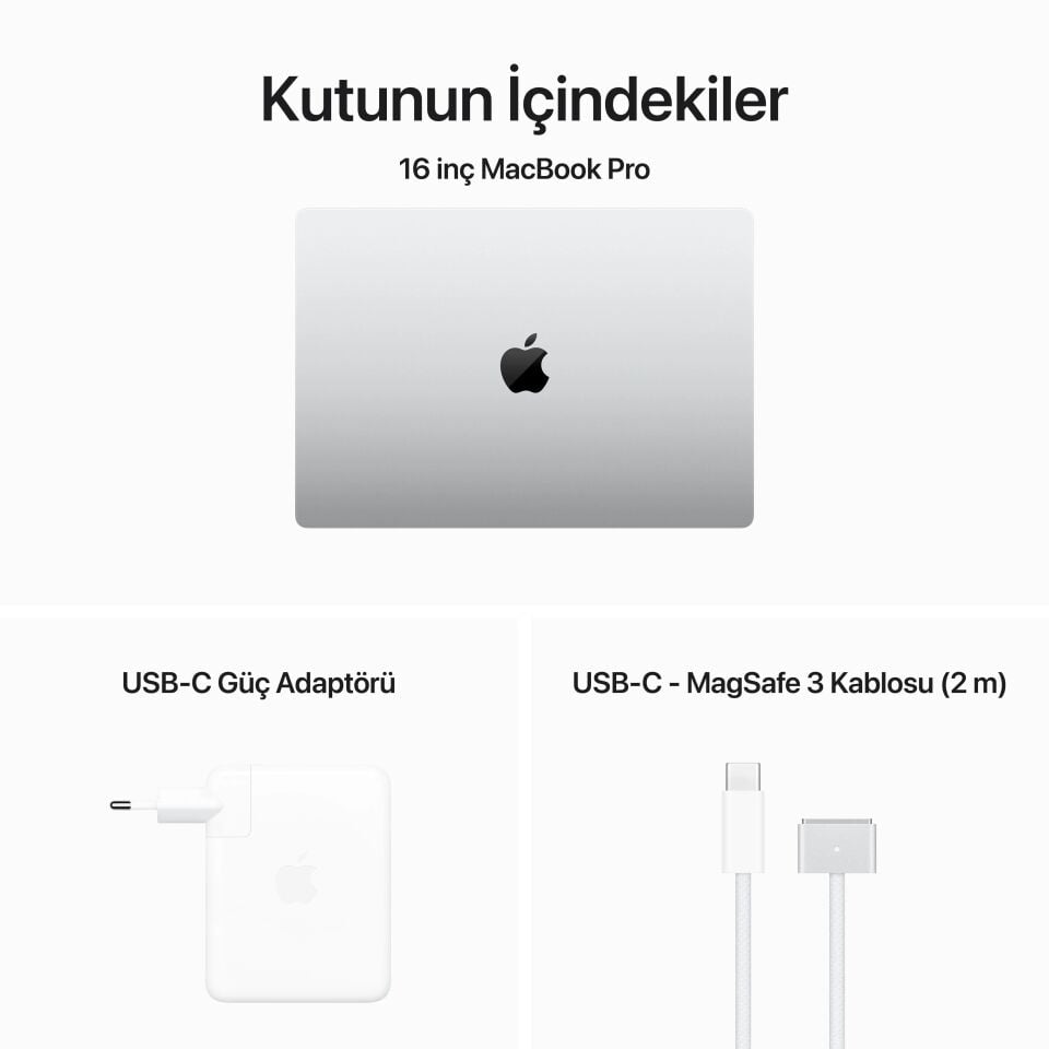 MacBook Pro 16 inç M3 Max 16C CPU 40C GPU 48 GB RAM 1 TB SSD Gümüş (MUW73TU/A)