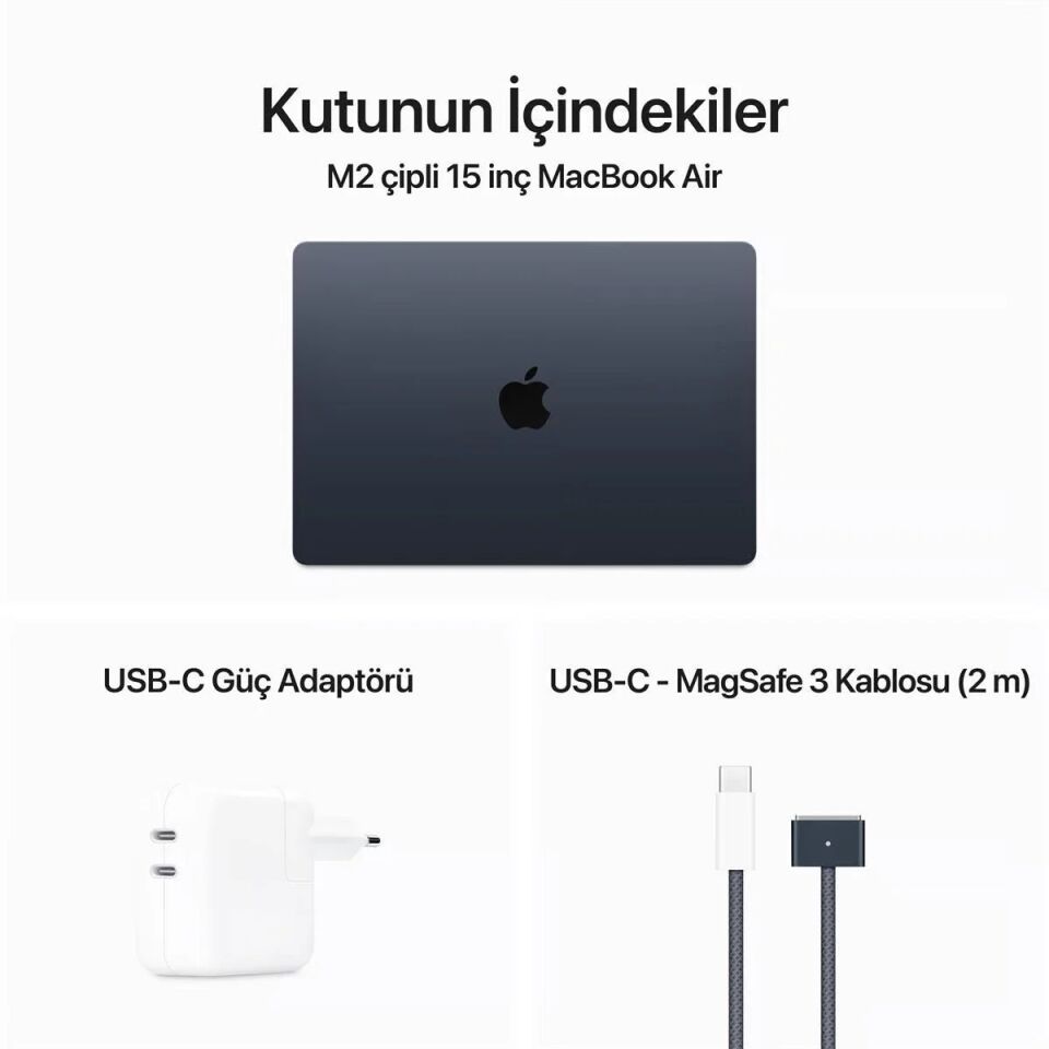 MacBook Air 15.3 inç M2 8C 10GPU 16 GB RAM 512 GB SSD Gece Yarısı (Z18U000FY)