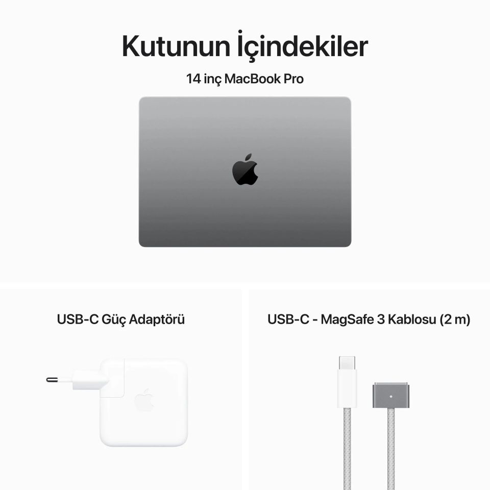 MacBook Pro 14 inç M3 8C CPU 10C GPU 16 GB RAM 1 TB SSD Uzay Grisi