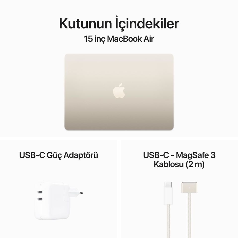 MacBook Air 15.3 inç M3 8C CPU 10GPU 16 GB RAM 512 GB SSD Yıldız Işığı