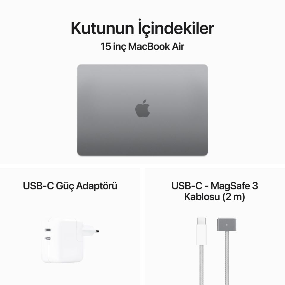 MacBook Air 15.3 inç M3 8C CPU 10GPU 8 GB RAM 256 GB SSD Uzay Grisi