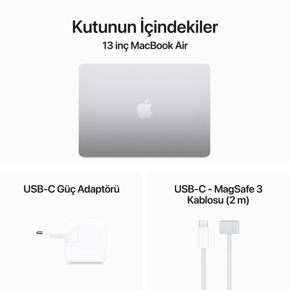 MacBook Air 13.6 inç M3 8C CPU 10GPU 16 GB RAM 512 GB SSD Gümüş