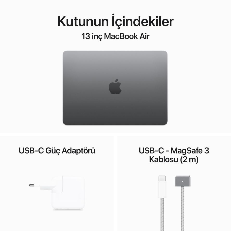 MacBook Air 13.6 inç M3 8C CPU 10GPU 16 GB RAM 512 GB SSD Uzay Grisi