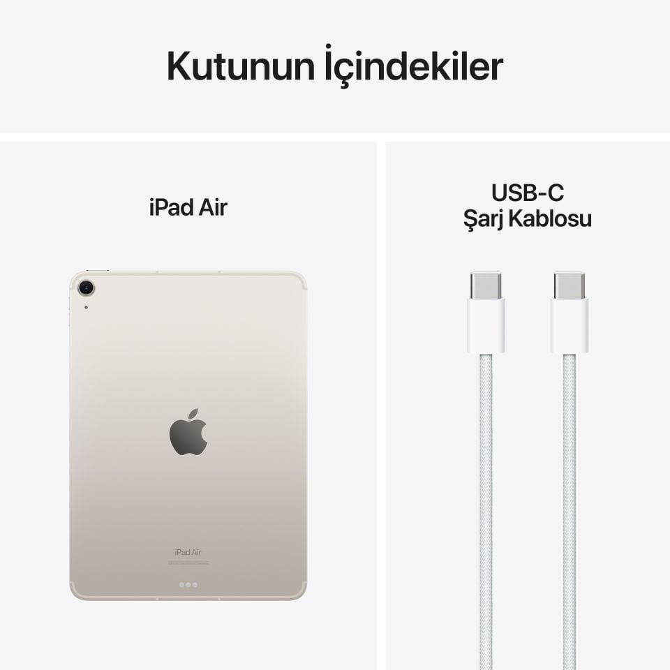 iPad Air 11 inç M2 Wi-Fi + Cellular 256 GB Yıldız Işığı