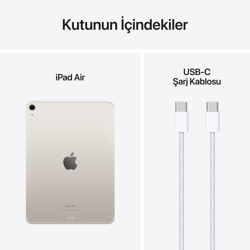 iPad Air 11 inç M2 Wi-Fi + Cellular 512 GB Yıldız Işığı